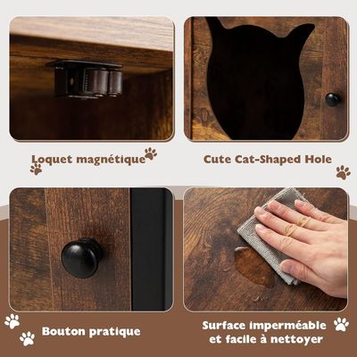 GIANTEX Maison de Toilette Multifonctionnelle 3 en 1 pour Chat avec Porte