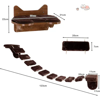 GIANTEX Arbre a Chat Mural pour Chats, Espace de Repos pour Chats