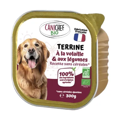 Canichef - Terrines Sans Céréales Bio Volaille et Légumes pour Chien