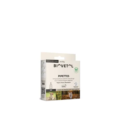 Biovetol - Pipettes Antiparasitaires pour Chiot et Chien de Petite Taille