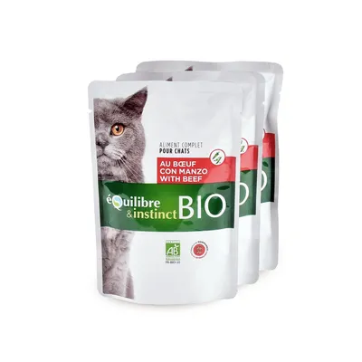 Equilibre et Instinct - Emincés Bio au Boeuf pour Chat Equilibre et Instinct - Emincés Bio au Boeuf pour Chat