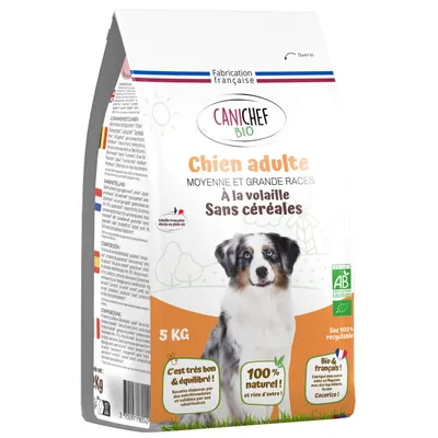 Canichef - Croquettes Sans Céréales Bio Volaille Chien Moyen Grande Taille Canichef - Croquettes Sans Céréales Bio Volaille Chien Moyen Grande Taille