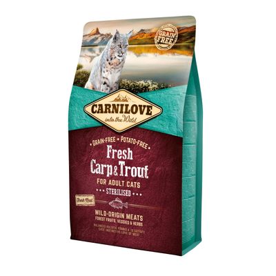 Carnilove  - Croquettes Sans Céréales Carpe et Truite pour Chat Stérilisé 2kg