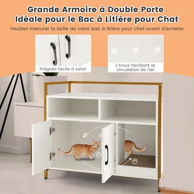 GIANTEX Maison de Toilette pour Chat, Armoire pour Chat Cadre en Acier