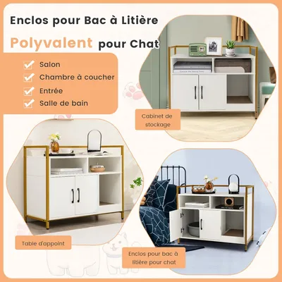 GIANTEX Maison de Toilette pour Chat, Armoire pour Chat Cadre en Acier