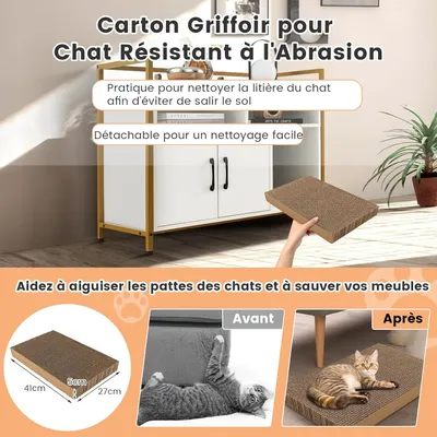 GIANTEX Maison de Toilette pour Chat, Armoire pour Chat Cadre en Acier
