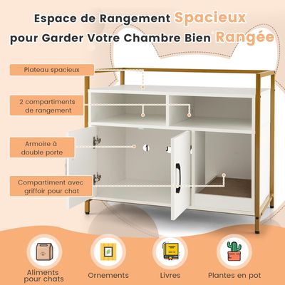 GIANTEX Maison de Toilette pour Chat, Armoire pour Chat Cadre en Acier