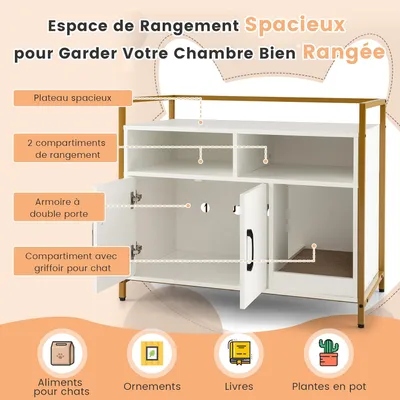 GIANTEX Maison de Toilette pour Chat, Armoire pour Chat Cadre en Acier