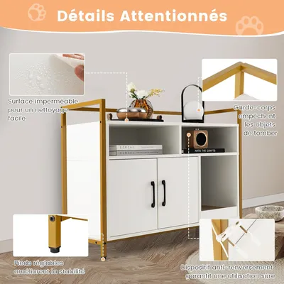 GIANTEX Maison de Toilette pour Chat, Armoire pour Chat Cadre en Acier