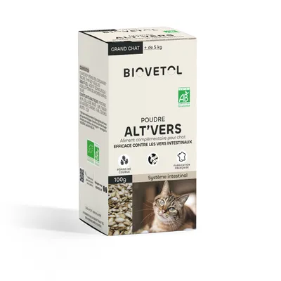 Biovetol - Vermifuge Bio en Poudre pour Grand Chat