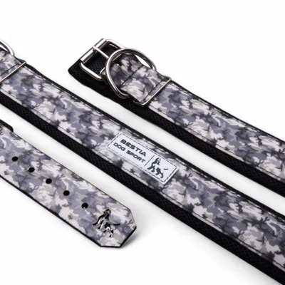 Collier de sport pour chien Bestia camouflage gris Collier de sport pour chien Bestia camouflage gris