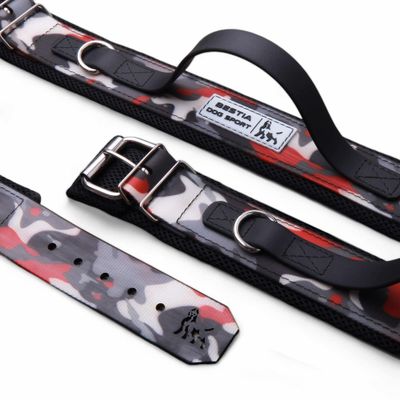 BEAST CHIEN SPORT POIGNÉE COLLIER ROUGE CAMO