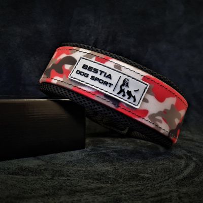 BESTIA DOG SPORT HALSBAND ROT CAMOUFLAGE