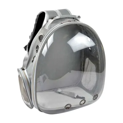 Sac à dos de transport avec bulle pour chat et chien - Gris