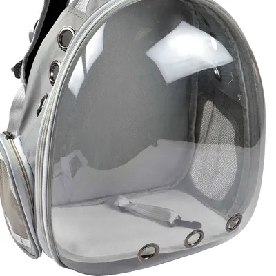 Sac à dos de transport avec bulle pour chat et chien - Gris