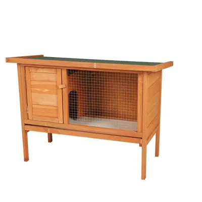 Clapier pour lapin et cochon d'inde en bois naturel sur pied