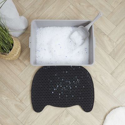 Tapis de maison de toilette litière pour chat - Noir