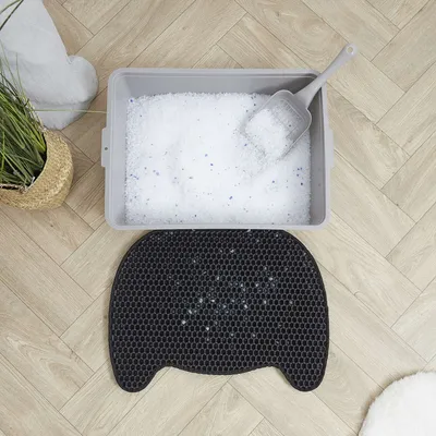 Tapis de maison de toilette litière pour chat - Noir