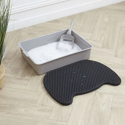Tapis de maison de toilette litière pour chat - Noir