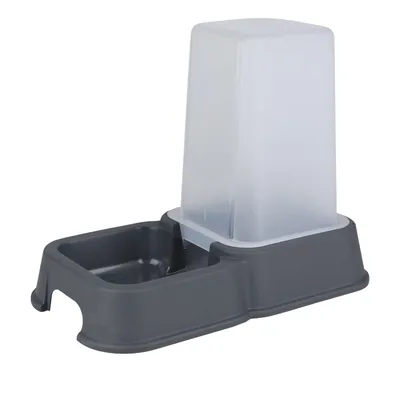 Distributeur de croquettes et d'eau - 3,5 L - Gris anthracite