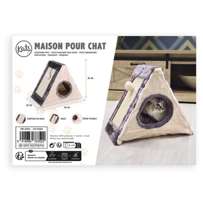 Maison pour chat Léo avec griffoir - Gris anthracite