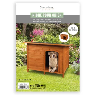 Niche pour chien Tao avec toit amovible en bois naturel