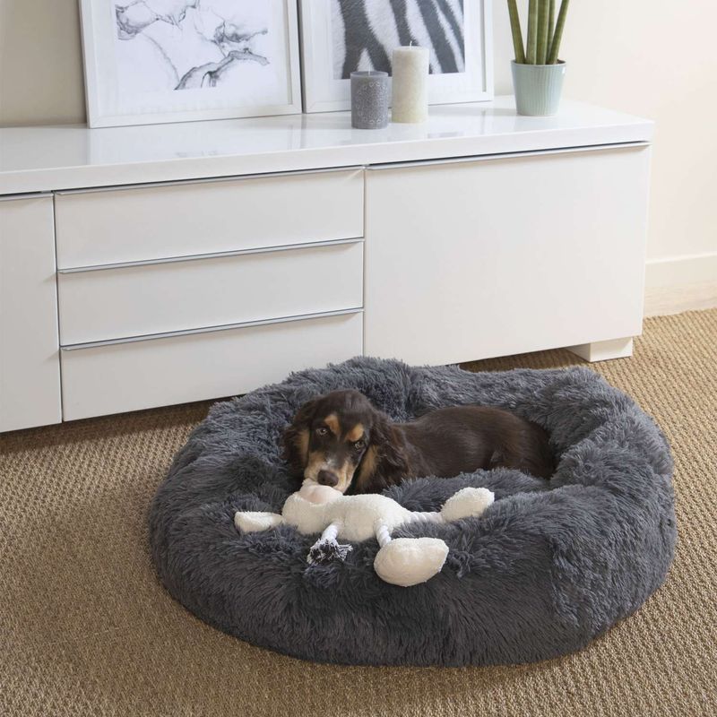 Coussin doux et rond Snow pour chien et chat - Diam 95 cm