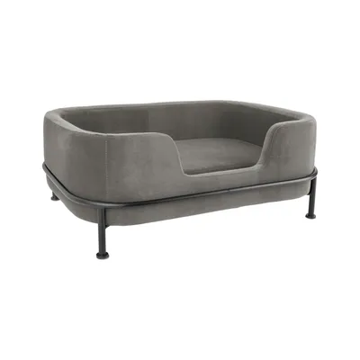 Panier à chien Puffed effet velours - Gris foncé