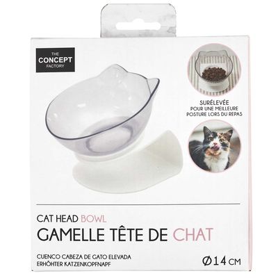 Gamelle tête de chat surélevée - Blanc