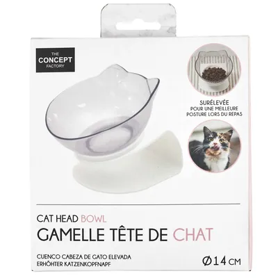 Gamelle tête de chat surélevée - Blanc