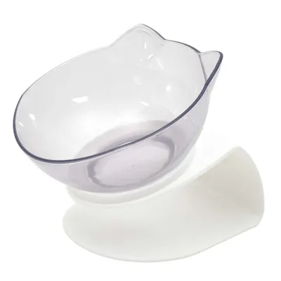 Gamelle tête de chat surélevée - Blanc