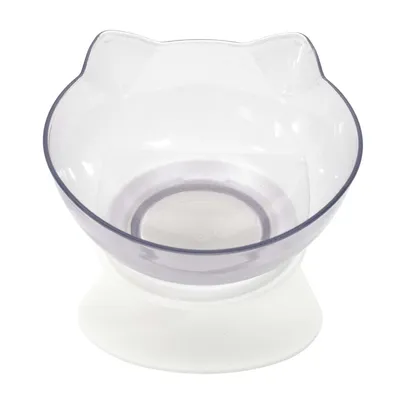 Gamelle tête de chat surélevée - Blanc Gamelle tête de chat surélevée - Blanc
