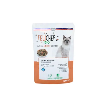 Felichef - Emincés Bio Saumon et Légumes pour Chat