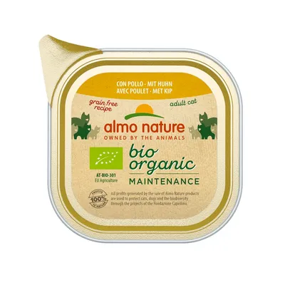 Almo Nature - Barquettes Sans Céréales Bio Organic pour Chat au Poulet
