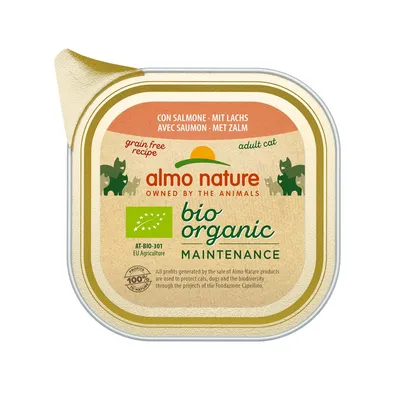 Almo Nature - Barquettes Sans Céréales Bio Organic pour Chat au Saumon