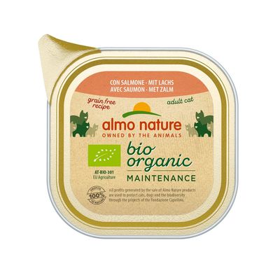 Almo Nature - Barquettes Sans Céréales Bio Organic pour Chat au Saumon 85g