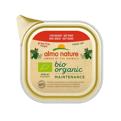 Almo Nature - Barquettes Sans Céréales Bio Organic pour Chat au Boeuf Almo Nature - Barquettes Sans Céréales Bio Organic pour Chat au Boeuf