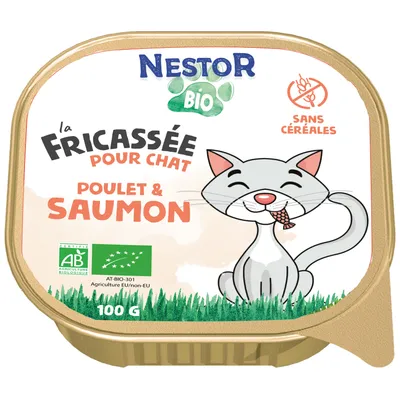 Nestor - Pâtées Sans Céréales Bio au Saumon pour Chat
