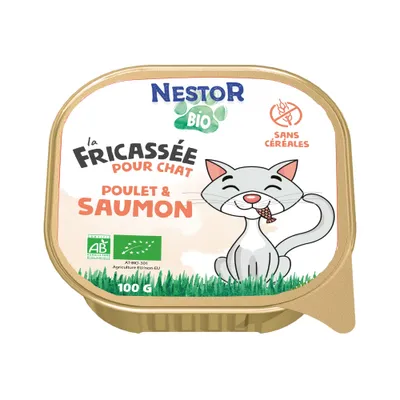 Nestor - Fricassées Bio Chat Saumon (17 x 100gr) Nestor - Fricassées Bio Chat Saumon (17 x 100gr)