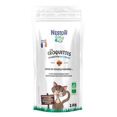 Nestor - Croquettes Bio à la Volaille Chat Stérilisé Allégées