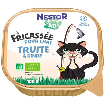 Nestor - Pâtées Sans Céréales Bio Truite et Dinde pour Chat 100g