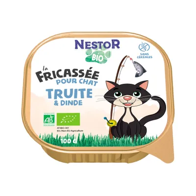 Nestor - Fricassées Bio Chat Truite & Dinde (17 x 100gr) Nestor - Fricassées Bio Chat Truite & Dinde (17 x 100gr)