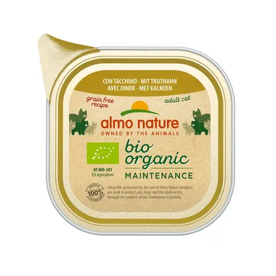 Almo Nature - Barquettes Sans Céréales Bio Organic pour Chat à la Dinde