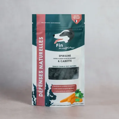Fin Museau - Friandises Bio Sans Céréales Spiruline et Carottes pour Chien Fin Museau - Friandises Bio Sans Céréales Spiruline et Carottes pour Chien