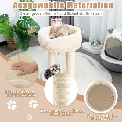 GIANTEX Kratzbaum Mit Stangen, Abnehmbarem Nest Und Hängender Kugel GIANTEX Kratzbaum Mit Stangen, Abnehmbarem Nest Und Hängender Kugel