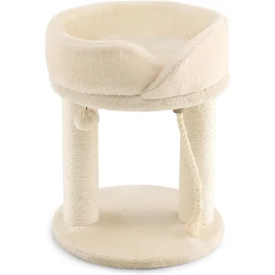 GIANTEX Arbre à Chat 53 CM en Bois Recouvert Peluche, Poteaux en Sisal