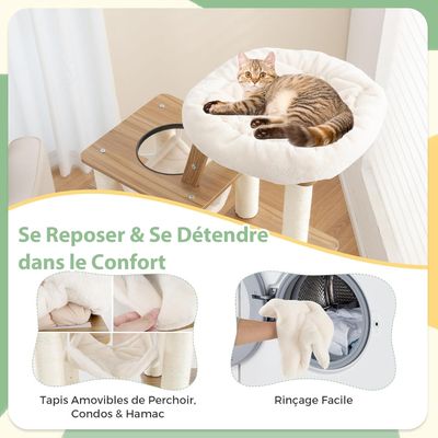 Giantex Arbre à Chat 145cm en Bois,Griffoirs Recouverts de Sisal,2 Condos