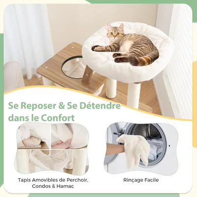 Giantex Arbre à Chat 145cm en Bois,Griffoirs Recouverts de Sisal,2 Condos
