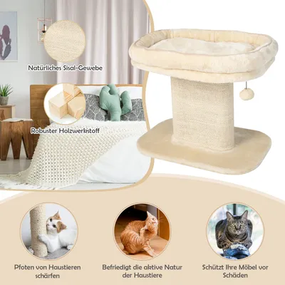 Giantex Kratzbaum Mit Sitzplattform, Sisalfläche Und Spielfellknäuel Giantex Kratzbaum Mit Sitzplattform, Sisalfläche Und Spielfellknäuel