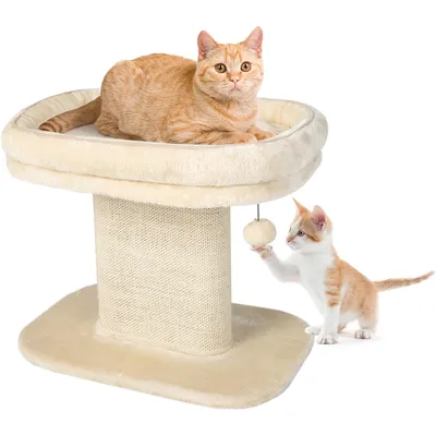 Giantex Arbre à Chat 50CM en Bois Recouvert Peluche,Poteaux en Sisal,Boule Giantex Arbre à Chat 50CM en Bois Recouvert Peluche,Poteaux en Sisal,Boule